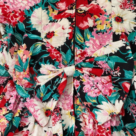 vintage floral puff sleeve midi dress - Picture 7 of 8